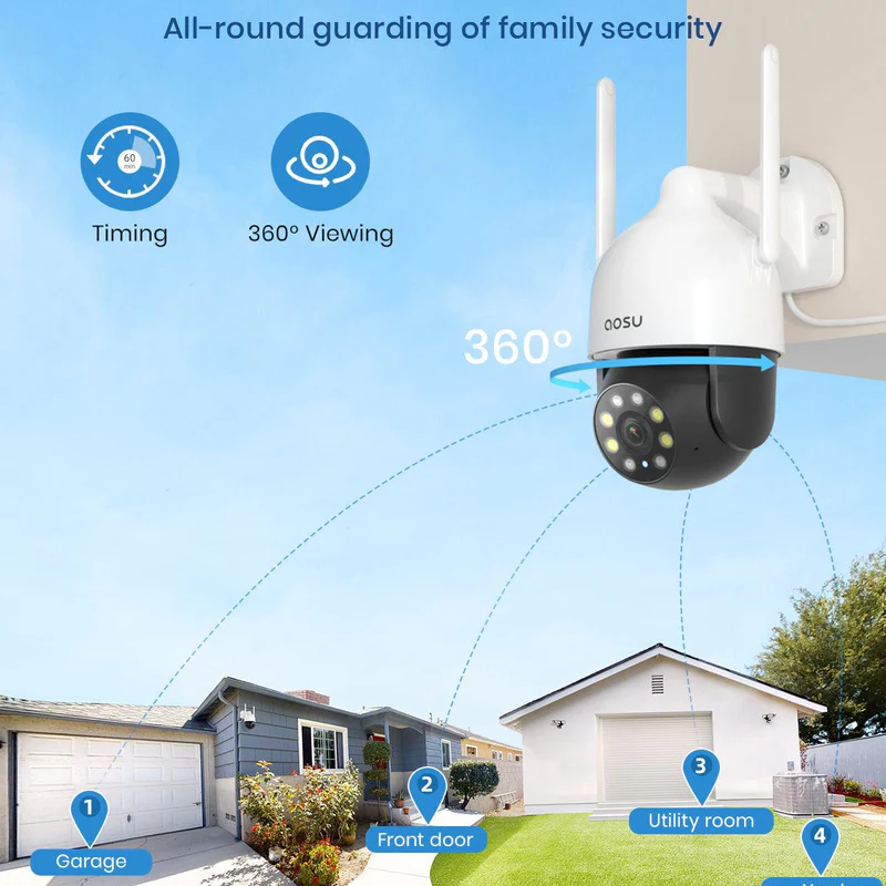 AOSU C5L Security Camera 2K Outdoor 360 Pan-Tilt