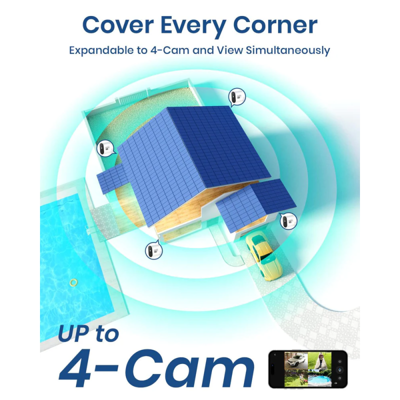 AOSU C7P-2H Solar Security Cameras Wireless Outdoor 2K QHD