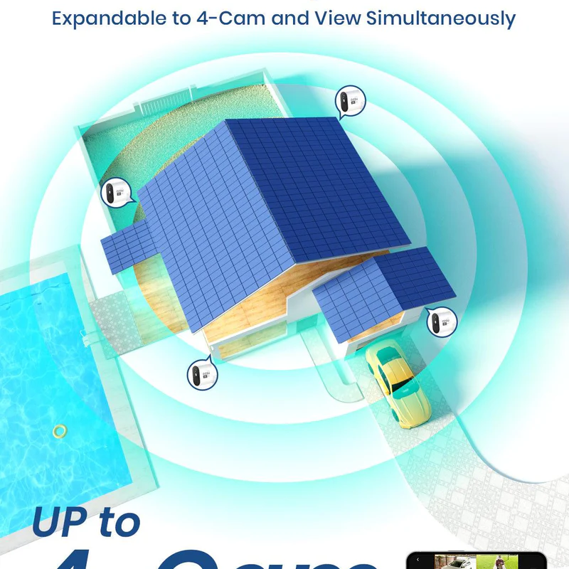 AOSU C7P-2H Solar Security Cameras Wireless Outdoor 2K QHD