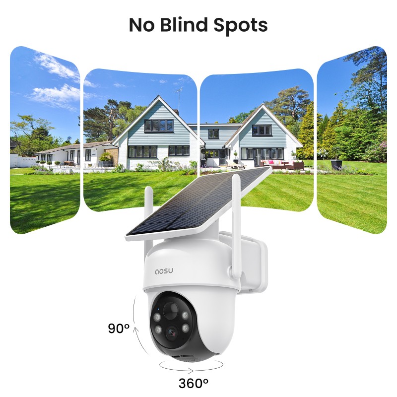 AOSU Solar Security Cameras Wireless Outdoor 2 Cameras Kit