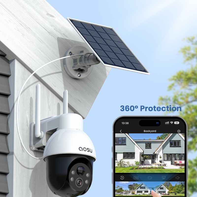 AOSU C9E Solar Security Camera Wireless Outdoor 3K 5MP Battery
