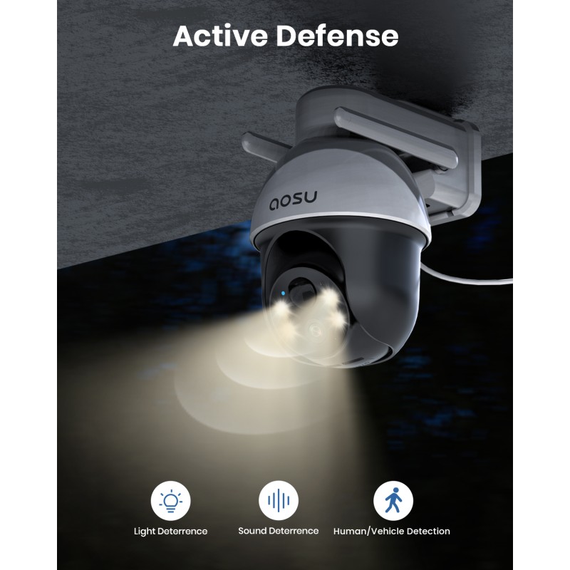 AOSU C9E Solar Security Camera Wireless Outdoor 3K 5MP Battery