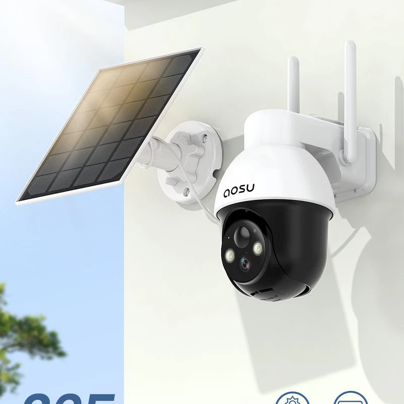 AOSU Solar Security Camera Wireless Outdoor Panoramic PTZ