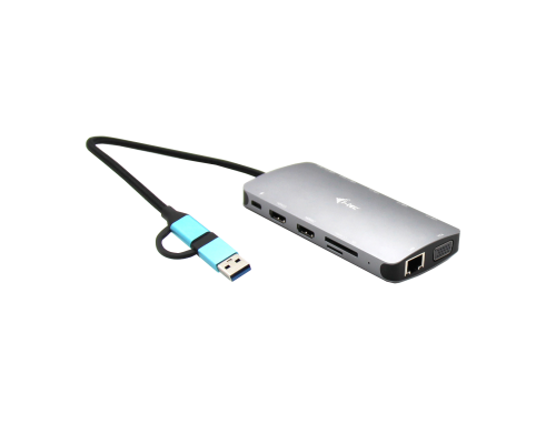 I-TEC USB 3.0 USB-C/TB 3X DISPLAY METAL NANO DOCK WITH LAN+PD 100W