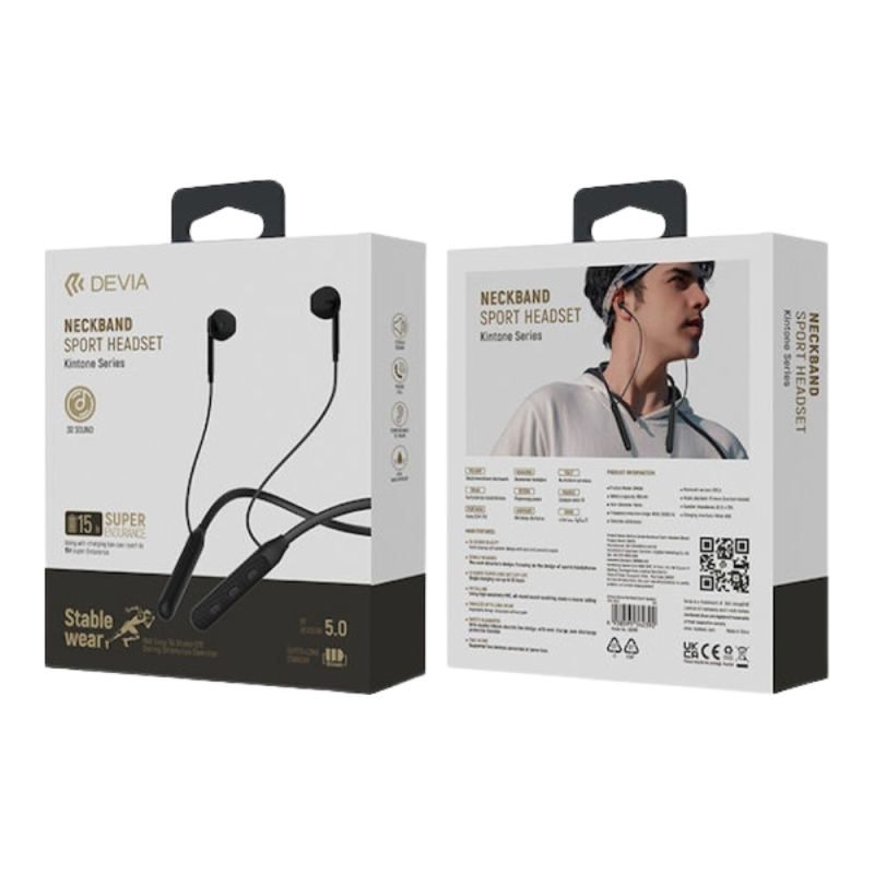 Devia Neckband Sport Wireless Earphone Black