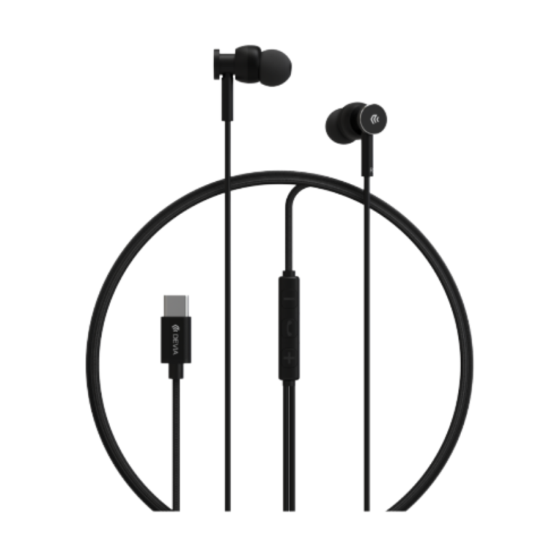 Devia Smart Series Wired Type-C Earphone Black