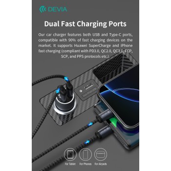Devia Extreme Speed Series PD 30W + QC3.0 18W Metal Fast Car Charger