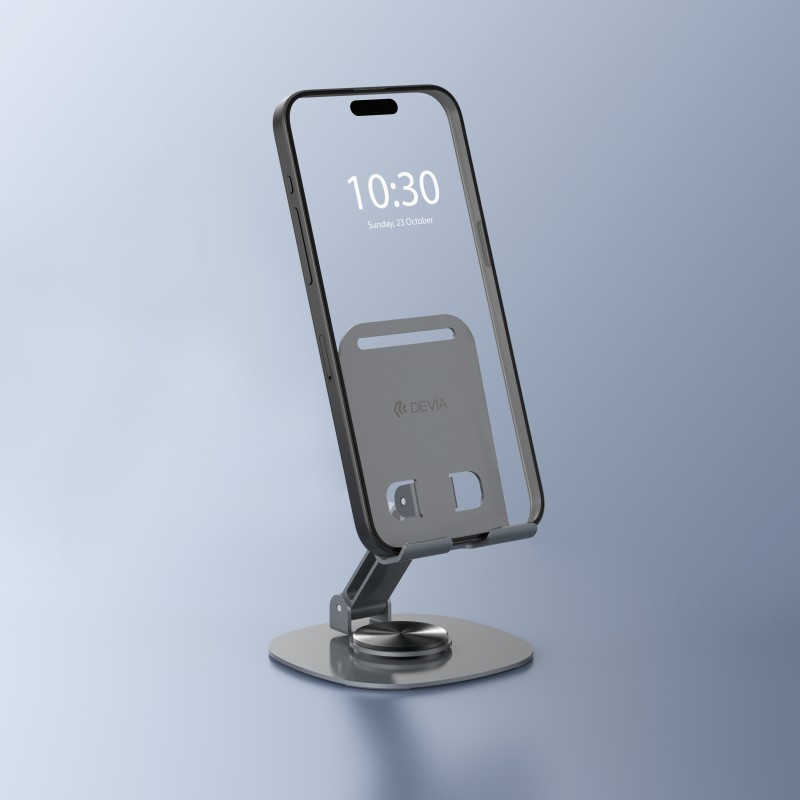 Devia Adjustable & Foldable 360° Metal Cell Phone Holder Grey