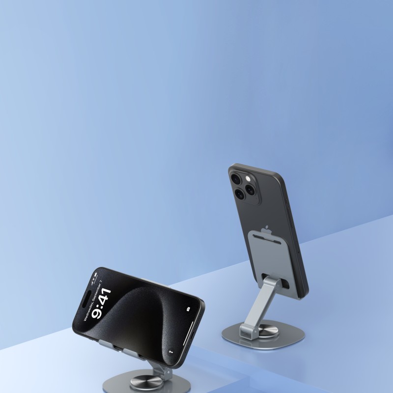 Devia Adjustable & Foldable 360° Metal Cell Phone Holder Grey