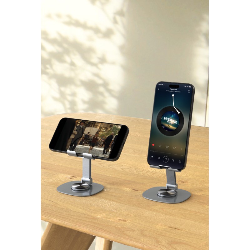 Devia Adjustable & Foldable 360° Metal Cell Phone Holder Grey