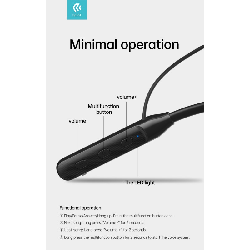 Devia Neckband Sport Wireless Earphone Black