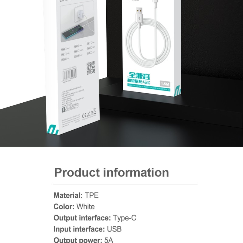 Devia USB-A to Type-C Cable 1.5m White