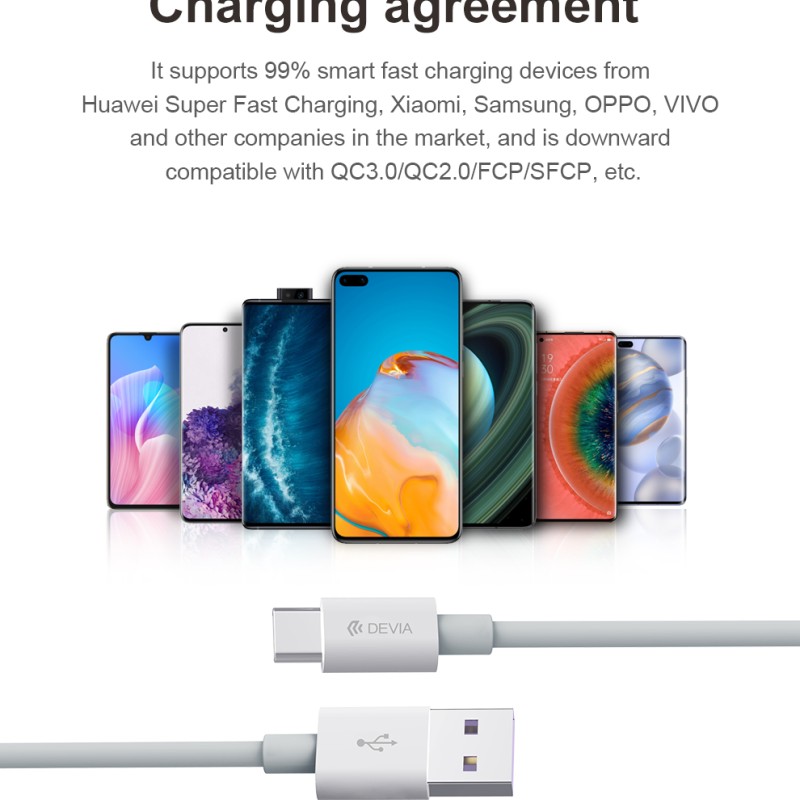 Devia USB-A to Type-C Cable 1.5m White