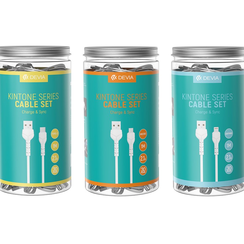 Devia USB-A to Type-C Cable 1m White (30pcs Bulk Pack)