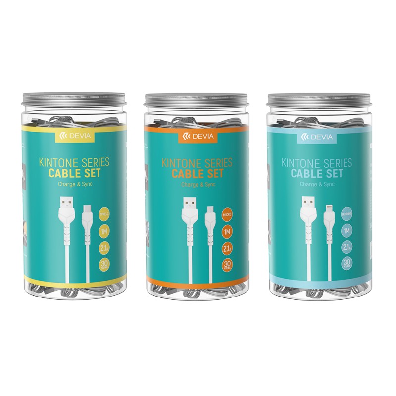 Devia USB-A to Type-C Cable 1m White (30pcs Bulk Pack)