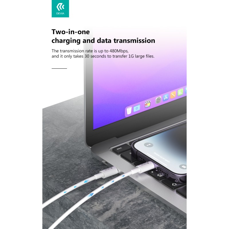 Devia USB-C to Lightning Cable 2m White