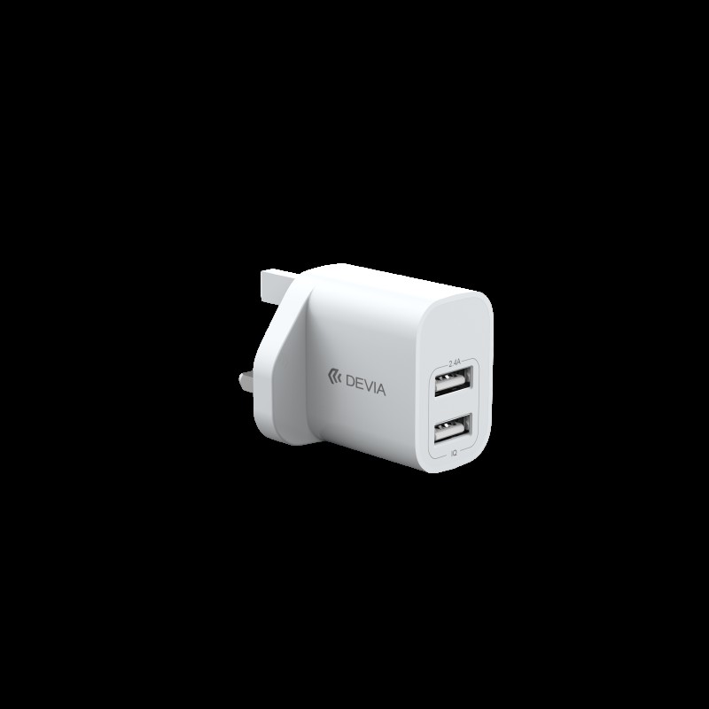 Devia Smart Series 2.4A Dual USB Charger Set with USB-C Cable (UK Plug) White