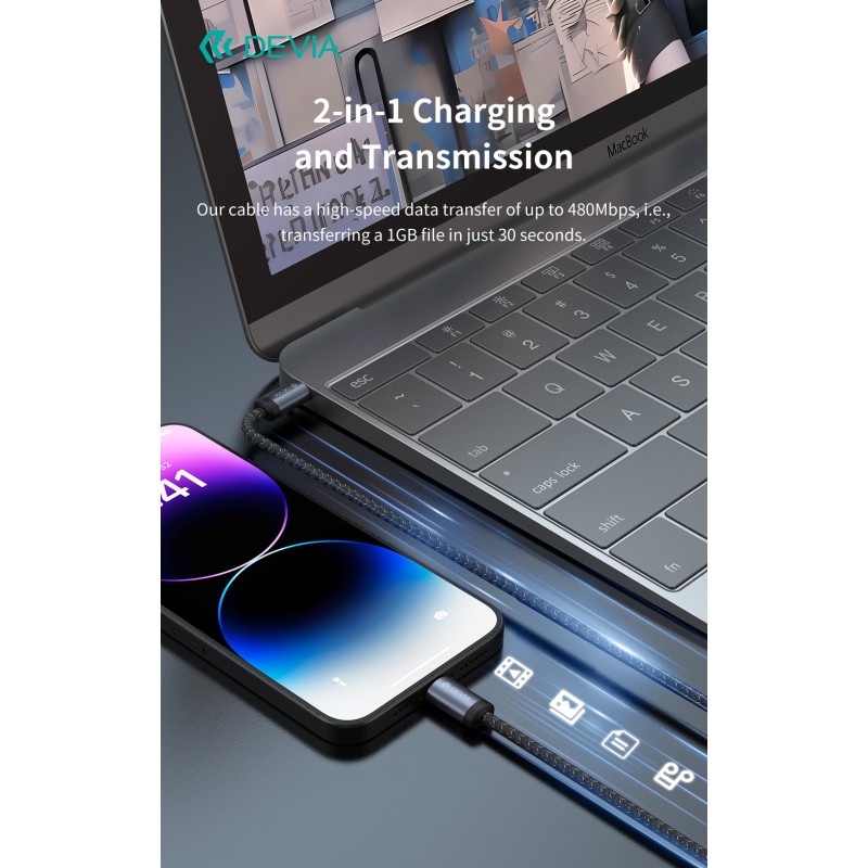 Devia Gracious Series C to L PD 27W Fast Cable 1m Black