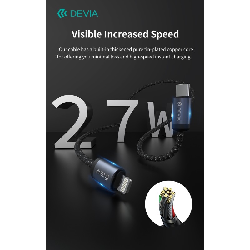 Devia Gracious Series C to L PD 27W Fast Cable 1m Black