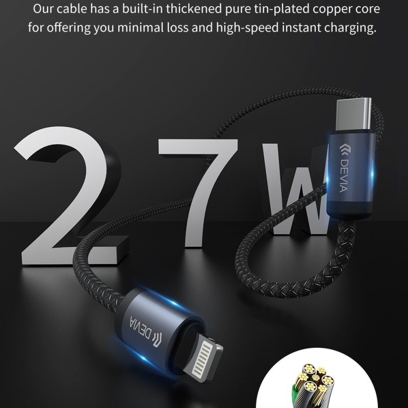 Devia Gracious Series C to L PD 27W Fast Cable 1m Black