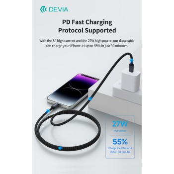 Devia Gracious Series C to L PD 27W Fast Cable 1m Black