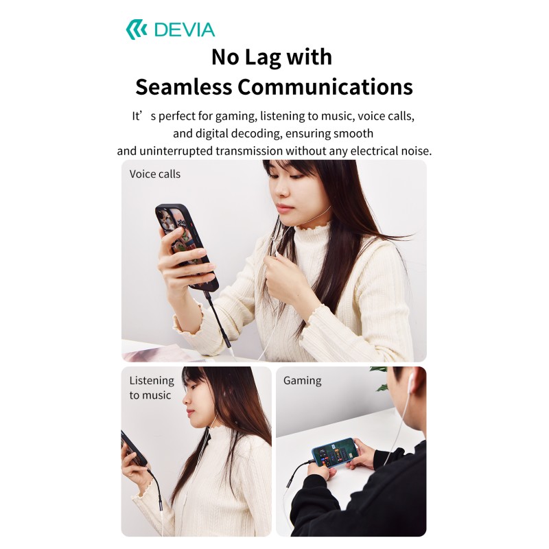 Devia Type-C to 3.5mm Audio Adapter with Charging Black