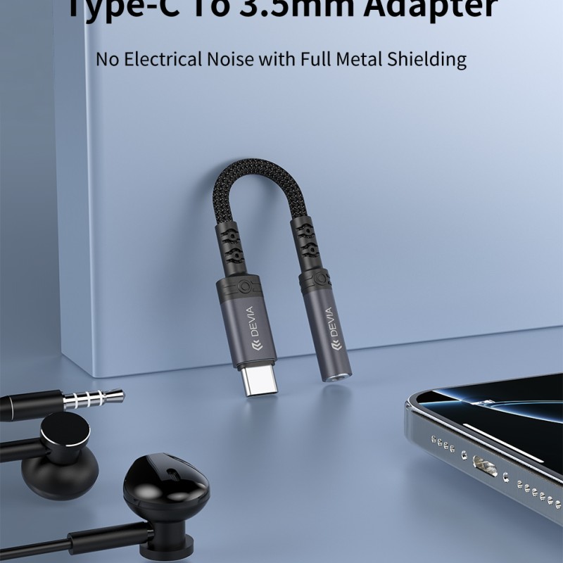 Devia Type-C to 3.5mm Audio Adapter with Charging Black