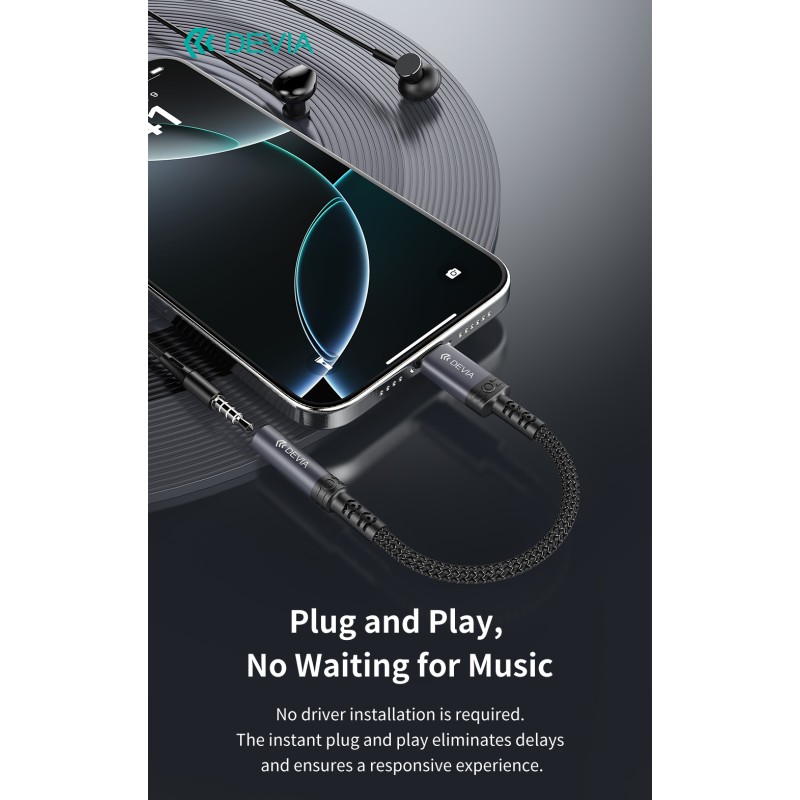 Devia Type-C to 3.5mm Audio Adapter with Charging Black