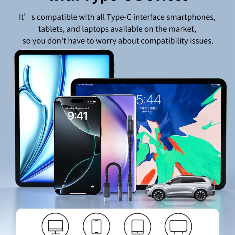 Devia Type-C to 3.5mm Audio Adapter with Charging Black