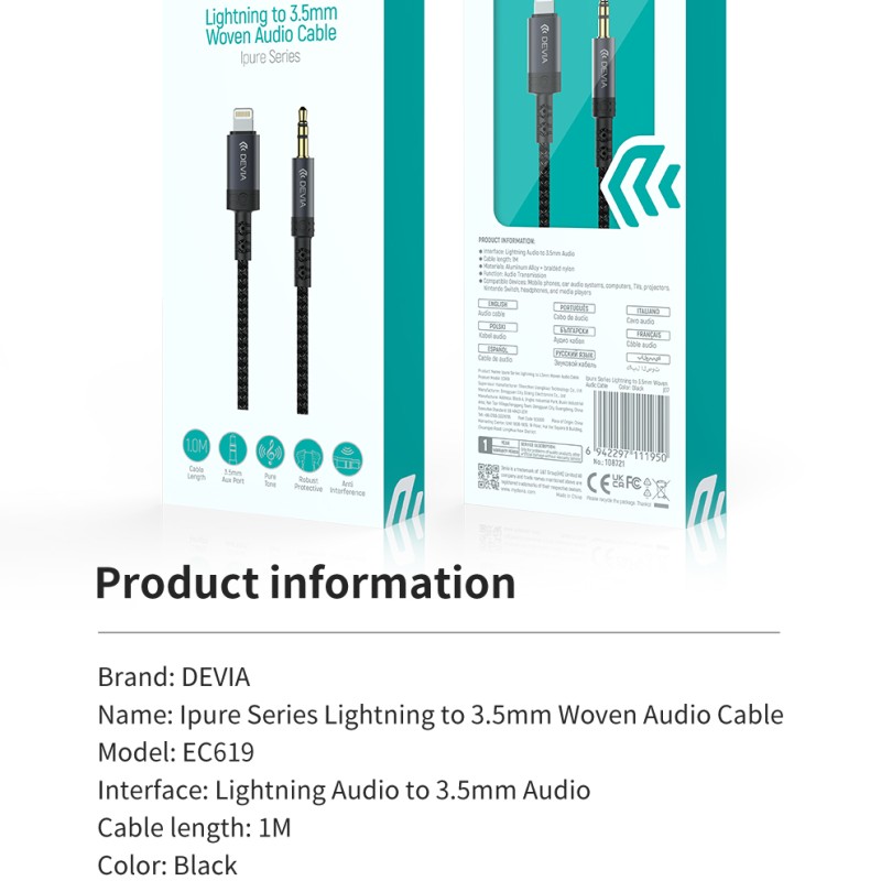 Devia iPure Series Audio Lightning to 3.5mm Cable