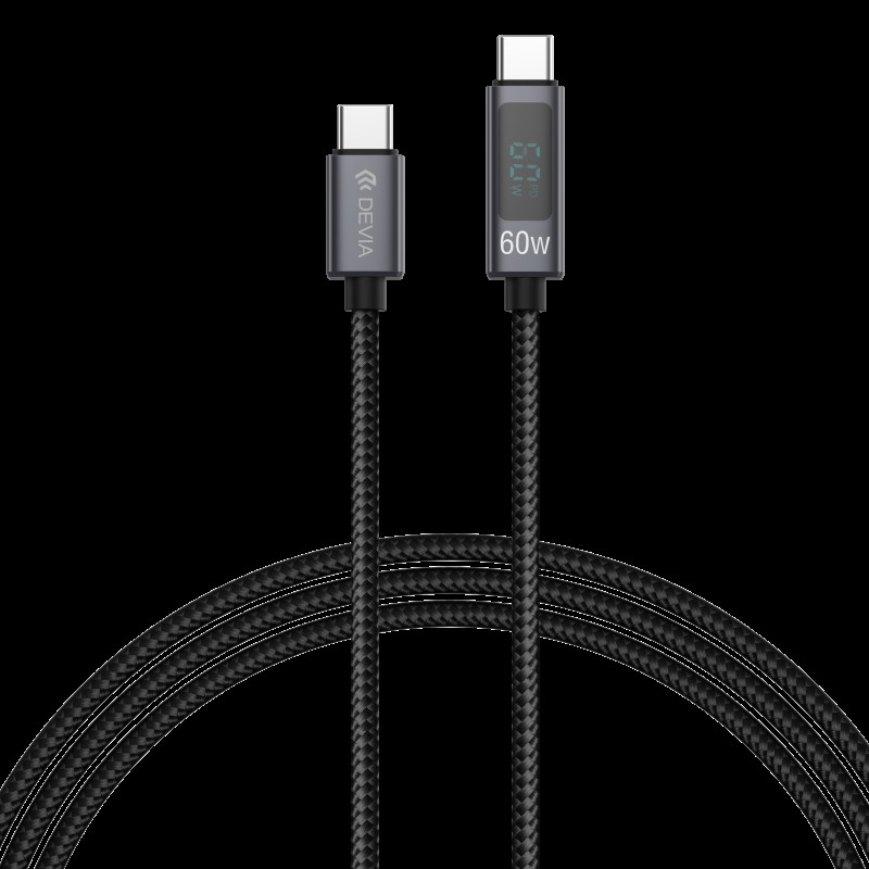 Devia Extreme Speed Series C To C PD 60W Metal Woven Fast Cable with Digital Display 1.2m