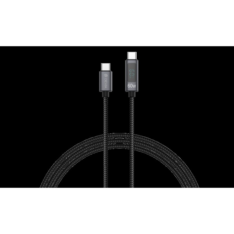 Devia Extreme Speed Series C To C PD 60W Metal Woven Fast Cable with Digital Display 1.2m