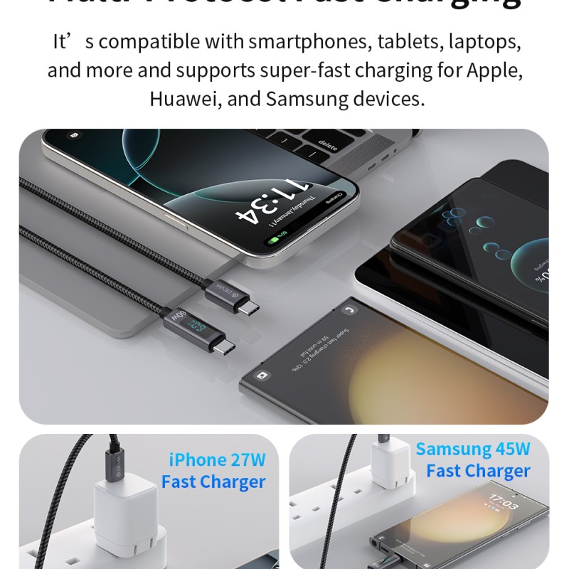 Devia Extreme Speed Series C To C PD 60W Metal Woven Fast Cable with Digital Display 1.2m