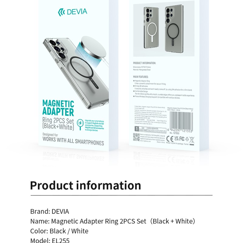 Devia Magnetic Adapter Ring Set 2pcs (Black & White)