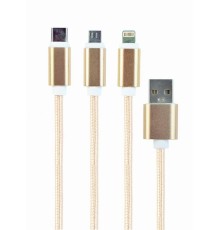 CABLEXPERT USB CHARGING CABLE 3 IN ONE .1M GOLD