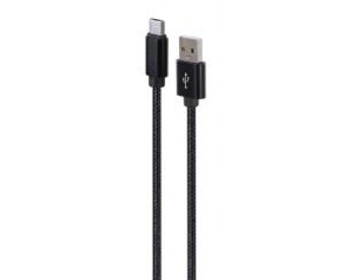 CABLEXPERT COTTON BRAIDED TYPE-C USB CABLE WITH METAL CONNECTORS, 1.8M, BLACK