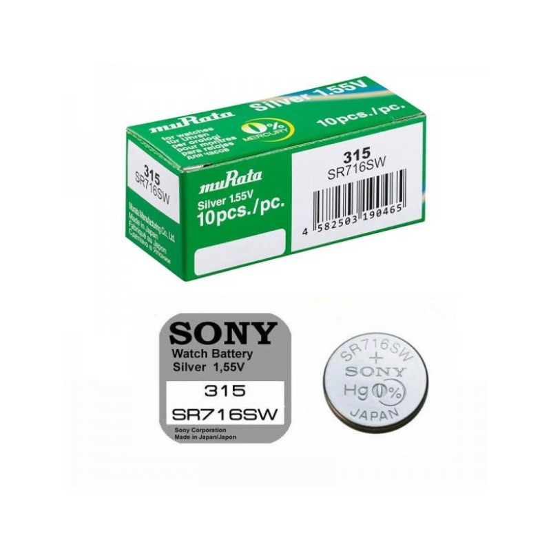 Murata 315 / SR716SW Silver Oxide Button Cell Battery
