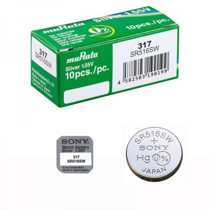 Murata 317 / SR516SW Silver Oxide Button Cell Battery