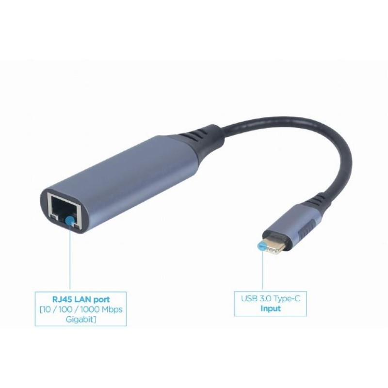 Gembird USB-C Gigabit Network Adapter Space Grey