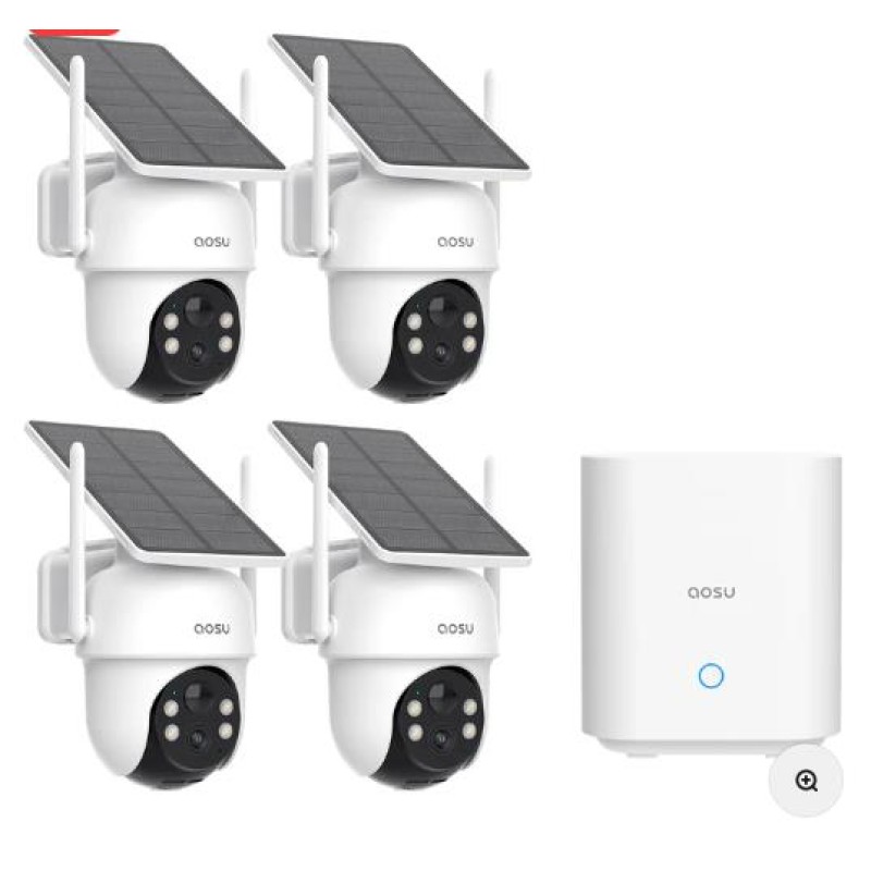 AOSU Solar Security Cameras Wireless Outdoor 2 Cameras Kit