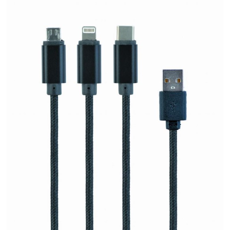 Cablexpert 3-in-1 USB Charging Cable 1m Black