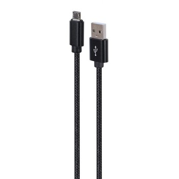 Cablexpert Cotton Braided Micro-USB Cable 1.8m Black