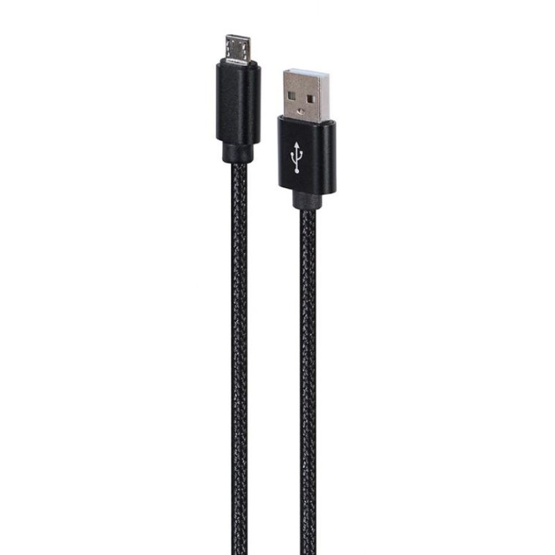 Cablexpert Cotton Braided Micro-USB Cable 1.8m Black