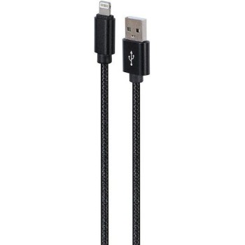 Cablexpert Cotton Braided 8-Pin Charging Cable 1.8m Black
