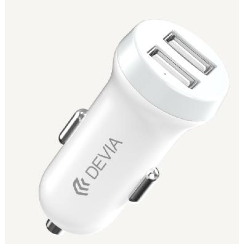 Devia Dual USB 5V White Car Charger