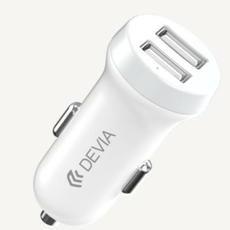 Devia Dual USB 5V White Car Charger