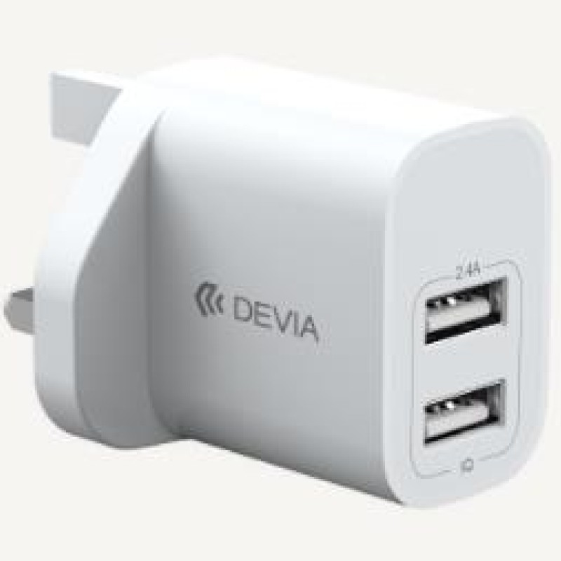 Devia Smart Series 2.4A Dual USB Charger 5V UK V2