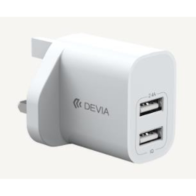 Devia Smart Series 2.4A Dual USB Charger 5V UK V2