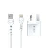 Devia Smart Series 2.4A Dual USB Charger Set with Lightning Cable (UK Plug) White