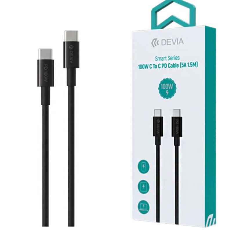 Devia Smart Series 100W C to C PD Cable 1.5m Black